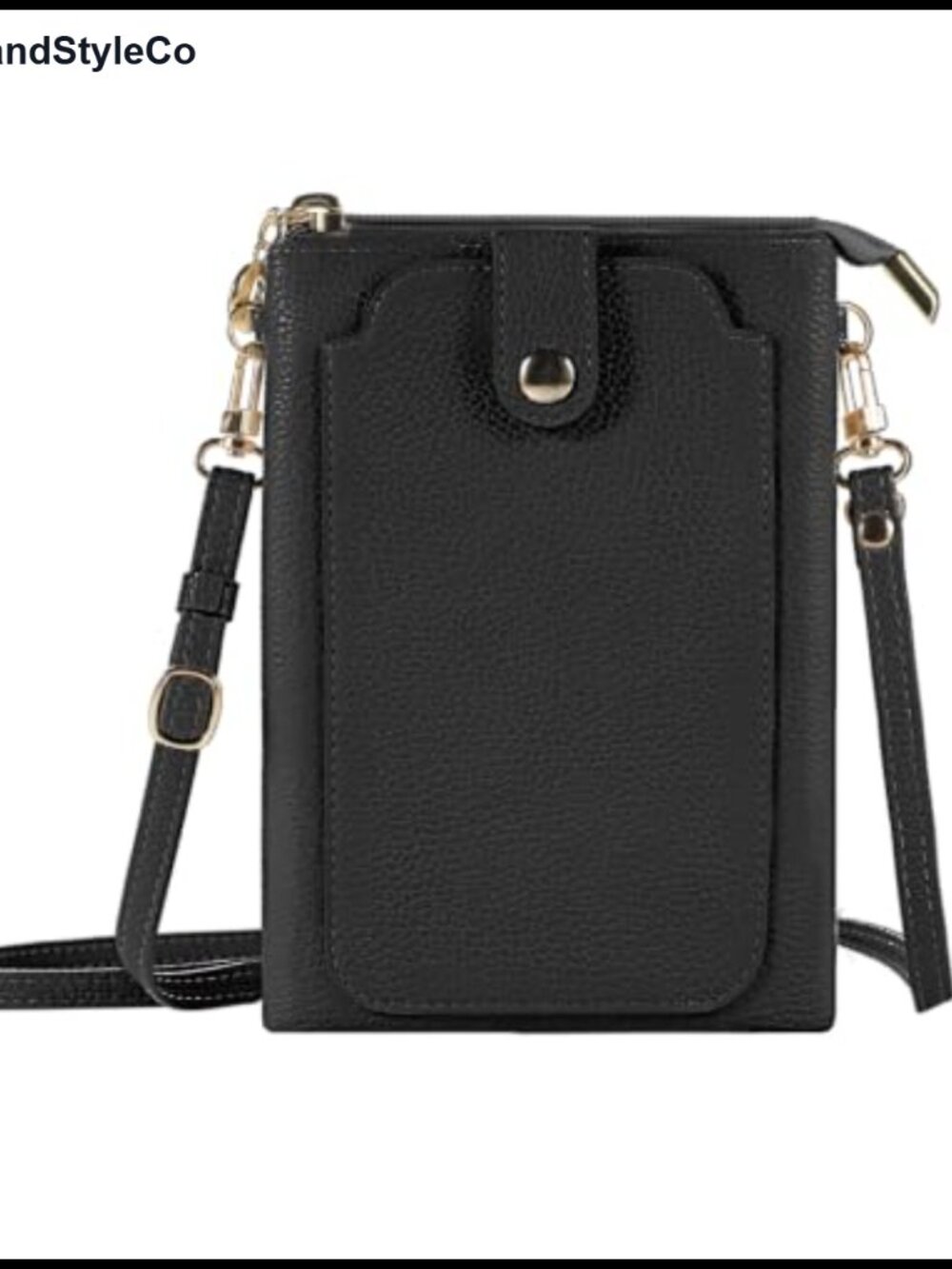 Vegan Leather Crossbody Phone Bag Dual Pockets Magnetic Closure